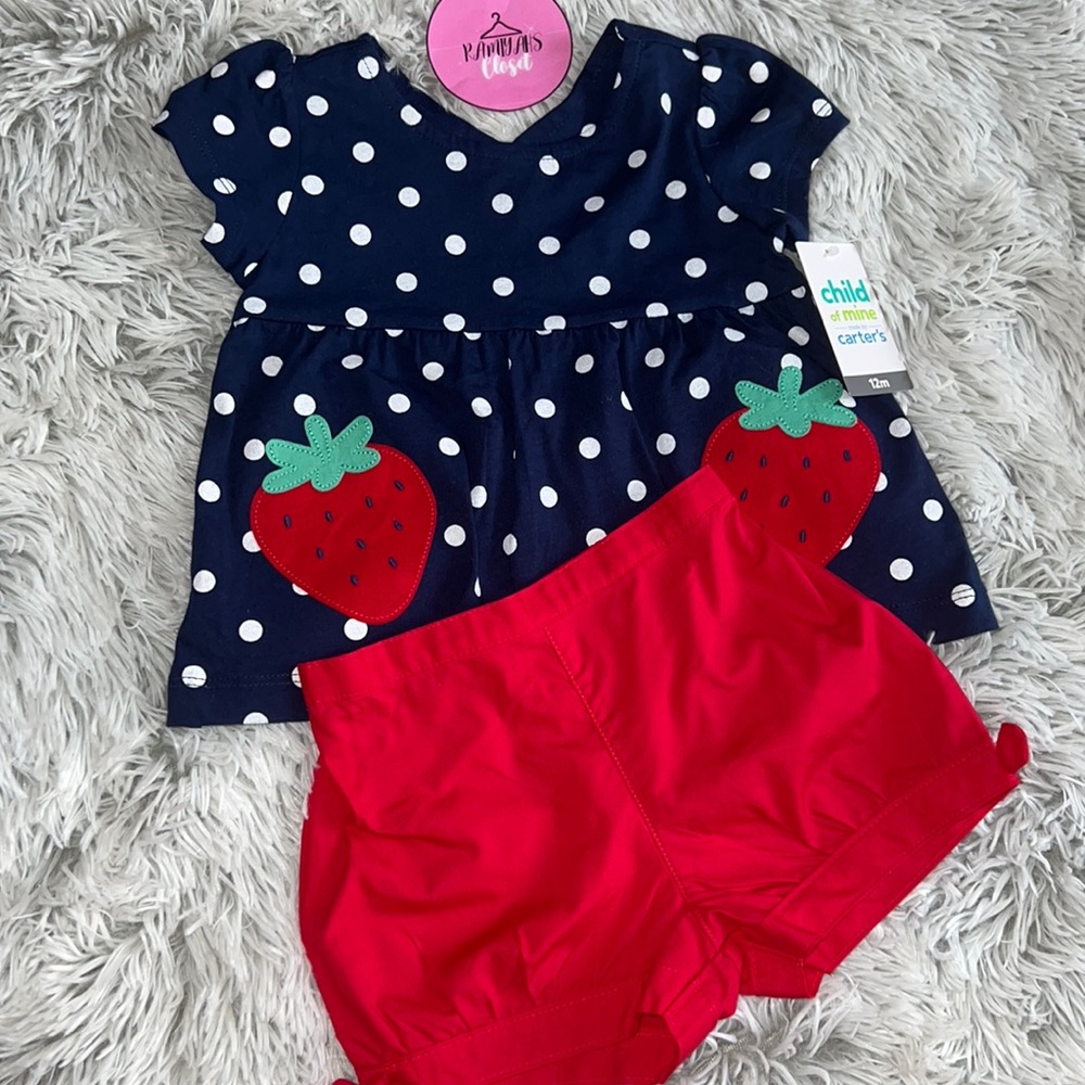 12M Carter’s Strawberry Shirt and Shorts Set